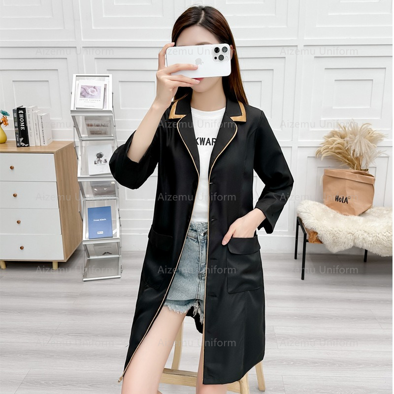 Uniforme de beleza preto com r - Medical Lab Coat avaliação e preço