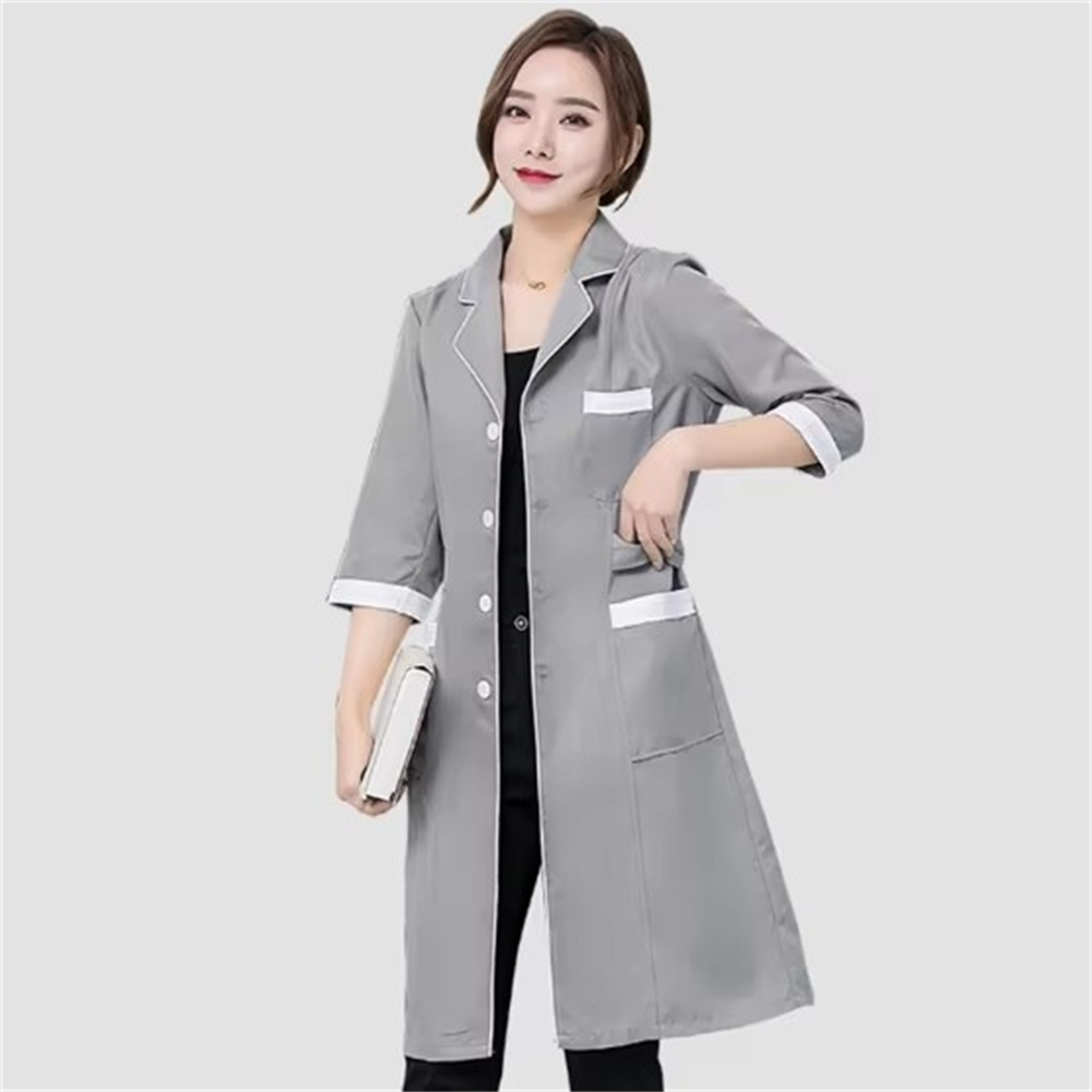 Alta qualidade cinza cor sólid - Medical Lab Coat avaliação e preço
